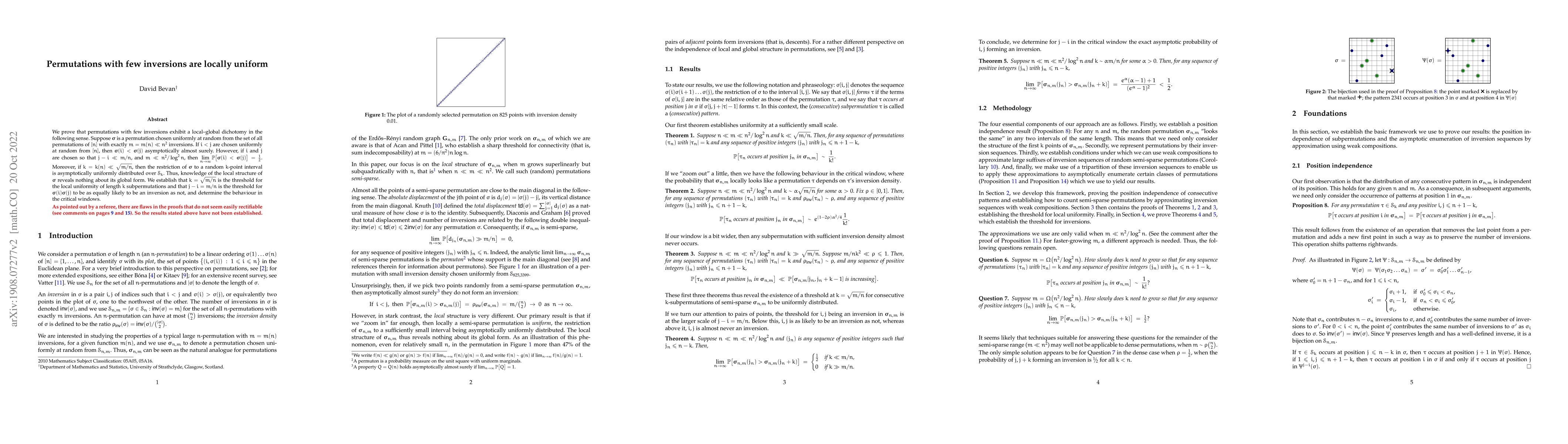 Thumbnail for Permutations with few inversions are locally uniform