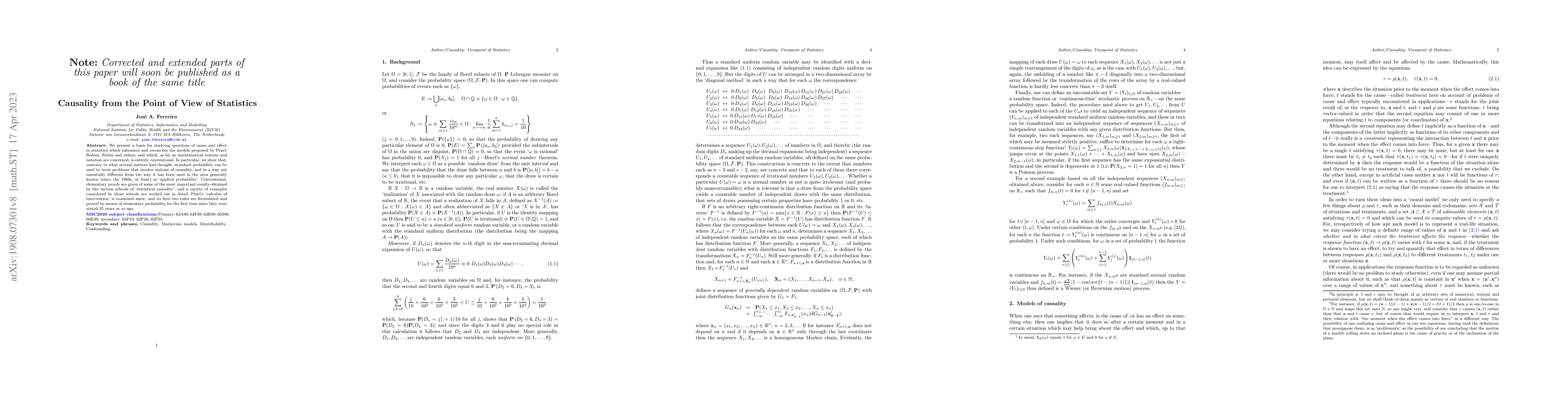 Thumbnail for Causality from the Point of View of Statistics