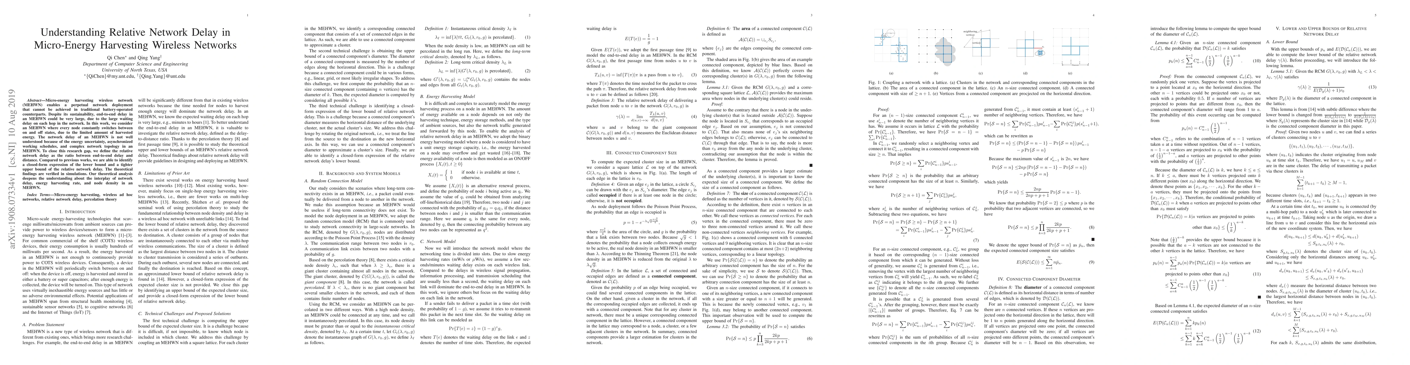 Thumbnail for Understanding Relative Network Delay inMicro-Energy Harvesting Wireless
  Networks
