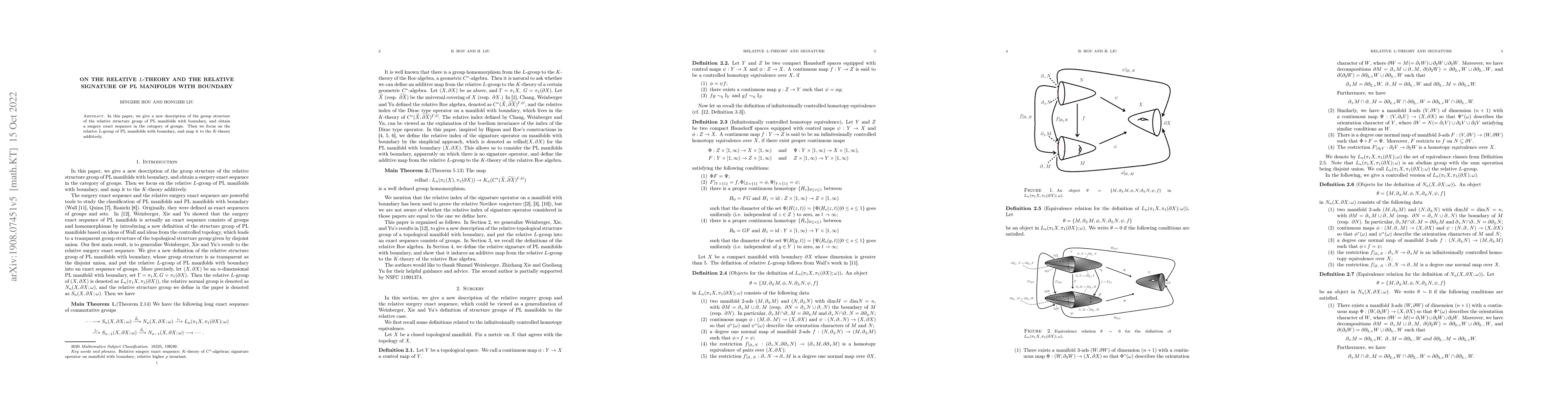 Thumbnail for On the relative $L$-theory and the relative signature of PL manifolds
  with boundary