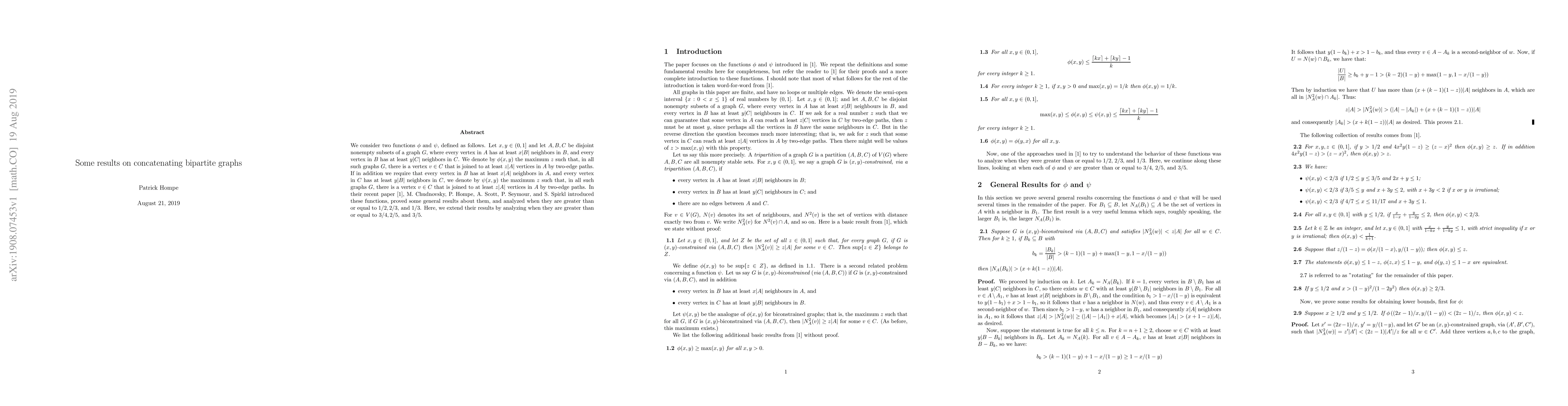 Thumbnail for Some results on concatenating bipartite graphs