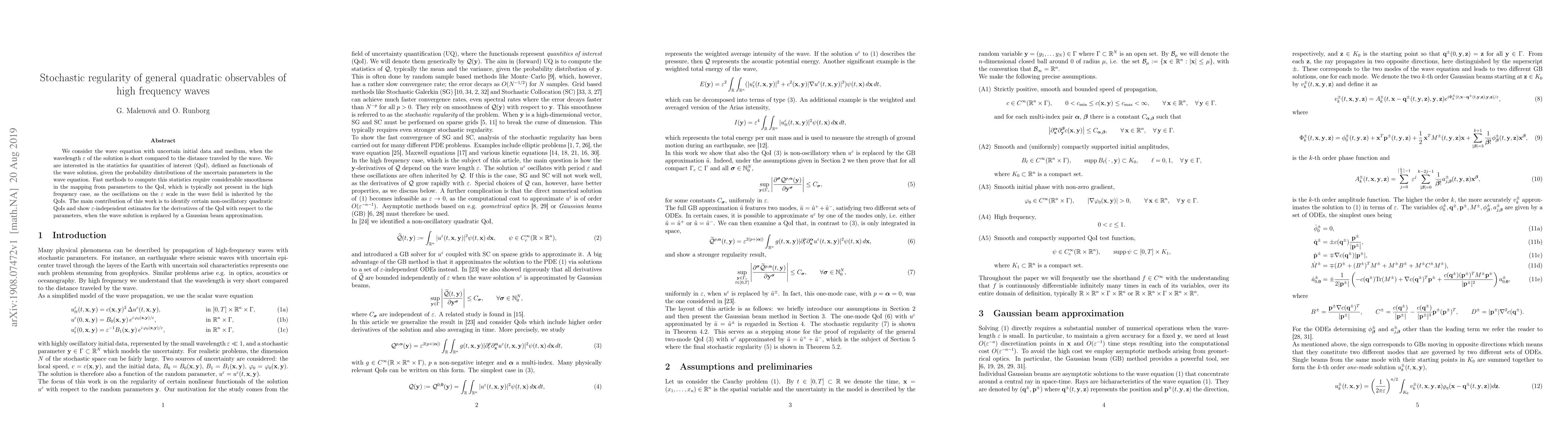 Thumbnail for Stochastic regularity of general quadratic observables of high frequency
  waves