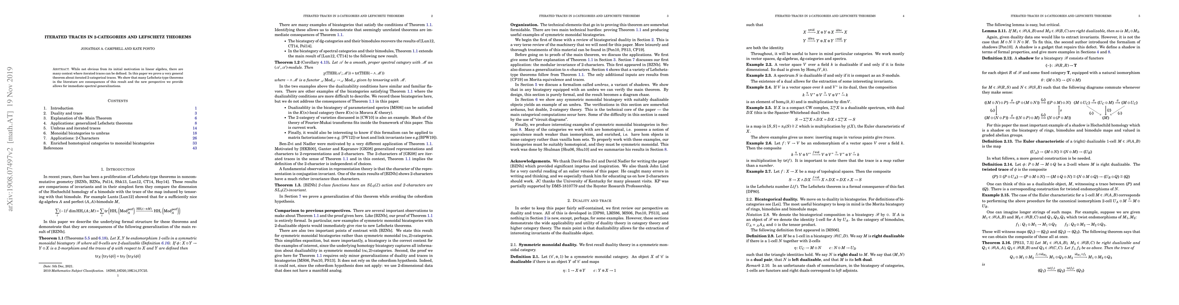 Thumbnail for Iterated traces in 2-categories and Lefschetz theorems