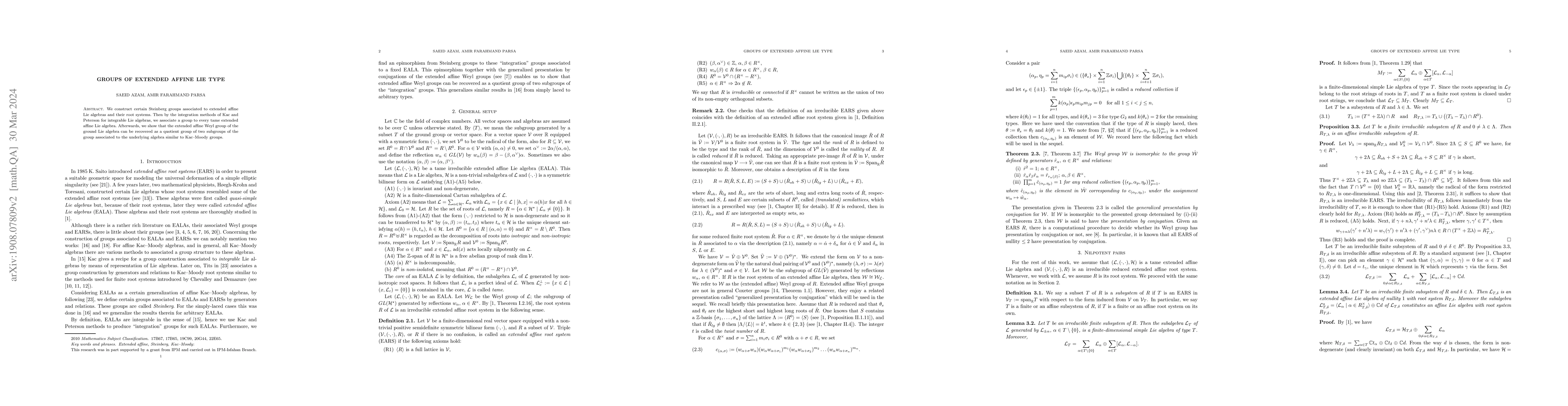 Thumbnail for Groups of extended affine Lie type