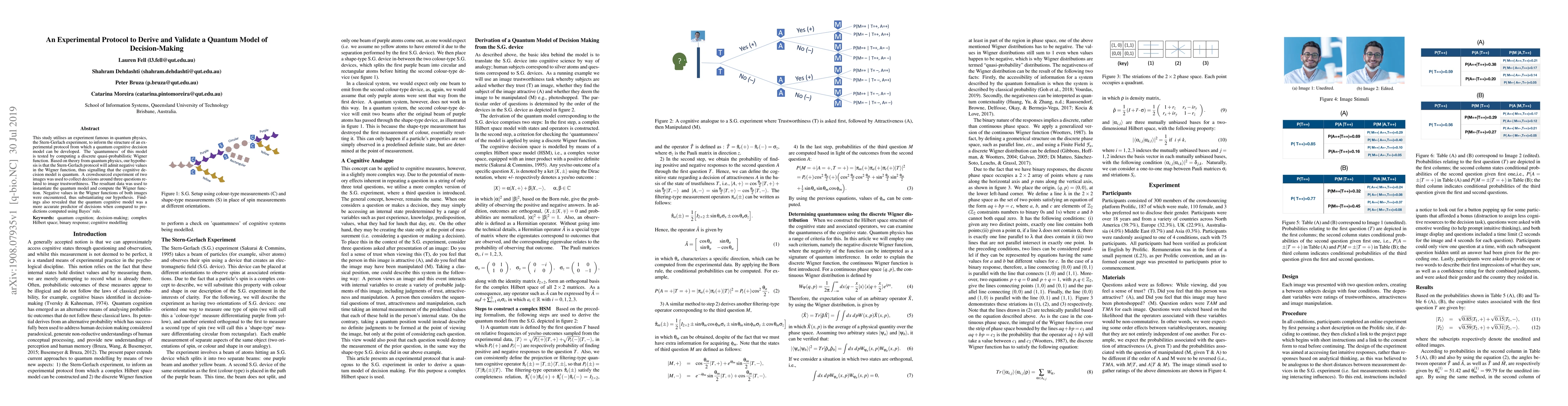 Thumbnail for An Experimental Protocol to Derive and Validate a Quantum Model of
  Decision-Making
