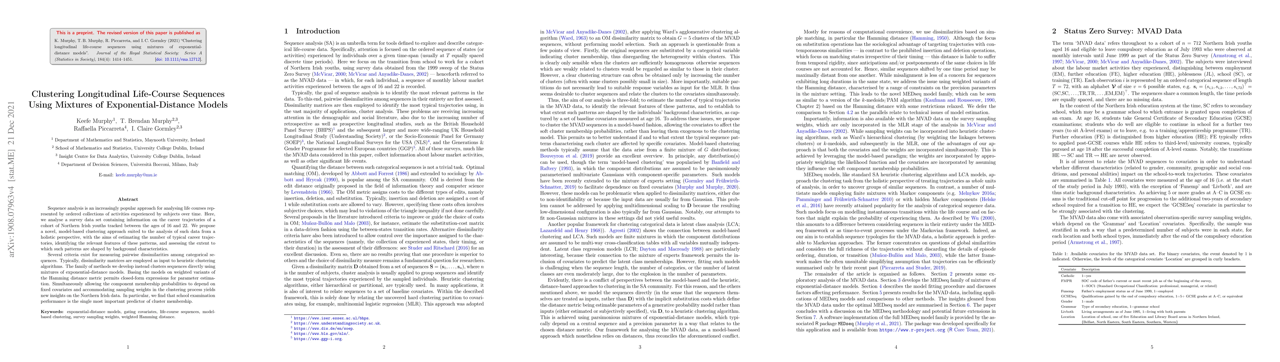 Thumbnail for Clustering Longitudinal Life-Course Sequences Using Mixtures of
  Exponential-Distance Models