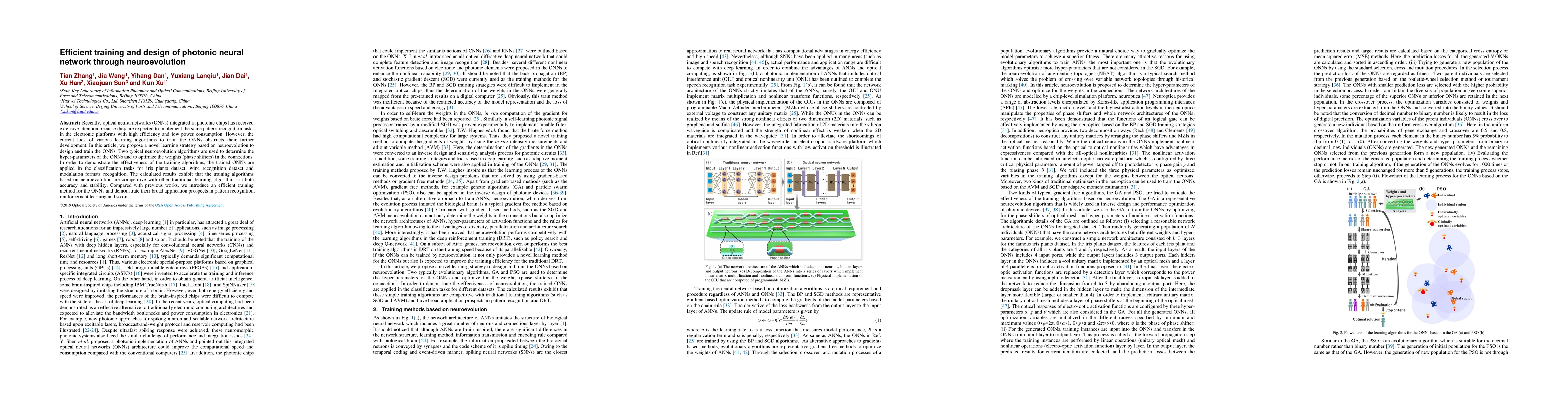 Thumbnail for Efficient training and design of photonic neural network through
  neuroevolution