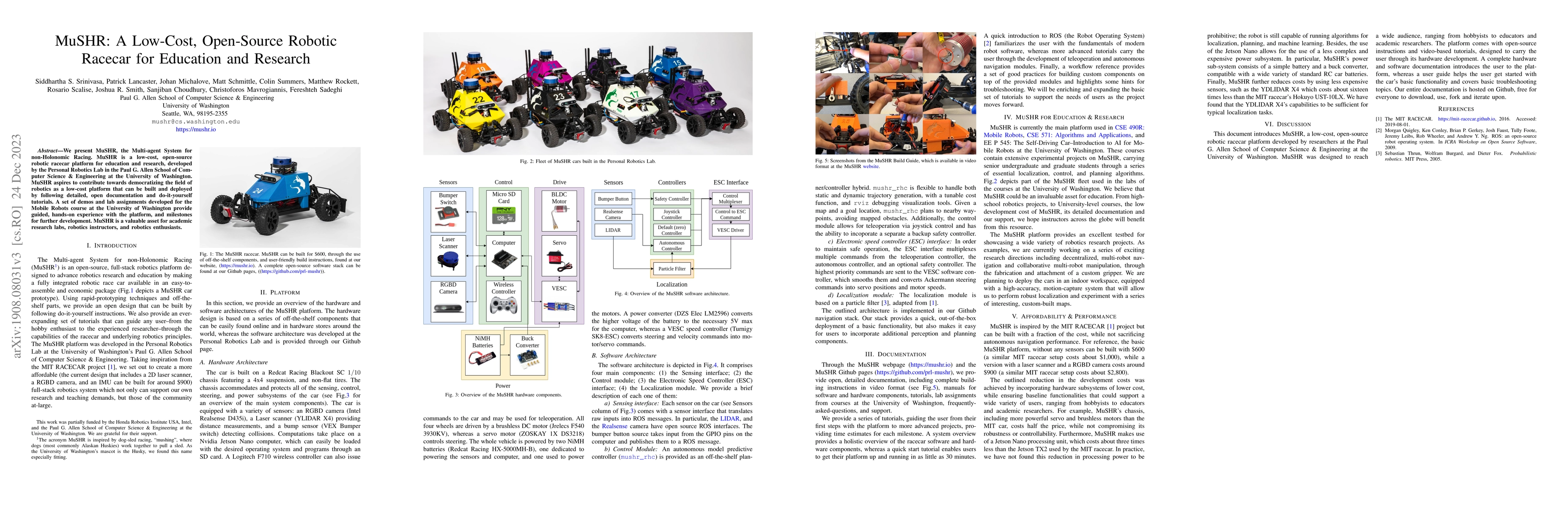 Thumbnail for MuSHR: A Low-Cost, Open-Source Robotic Racecar for Education and
  Research