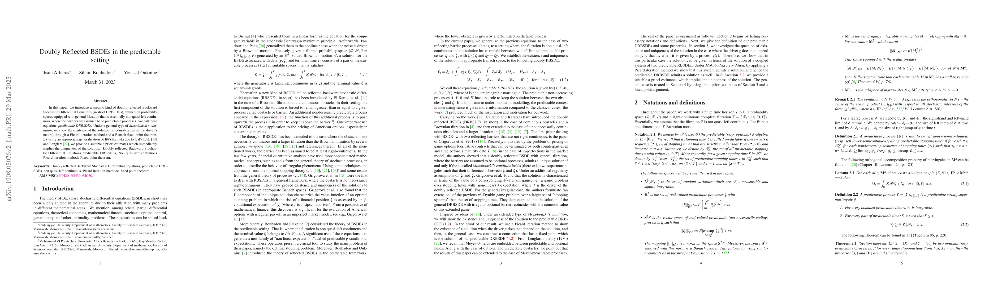 Thumbnail for Doubly Reflected BSDEs in the predictable setting