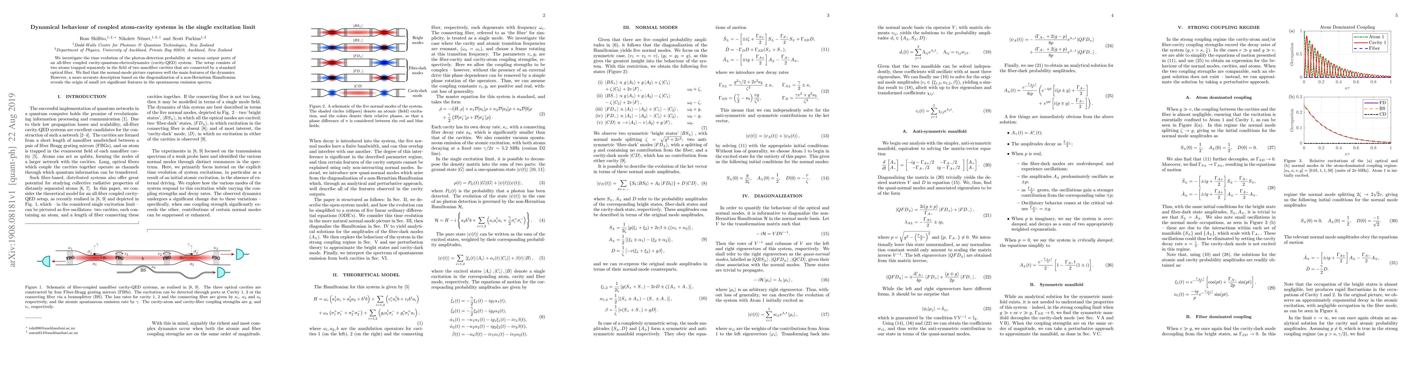 Thumbnail for Dynamical behaviour of coupled atom-cavity systems in the single
  excitation limit
