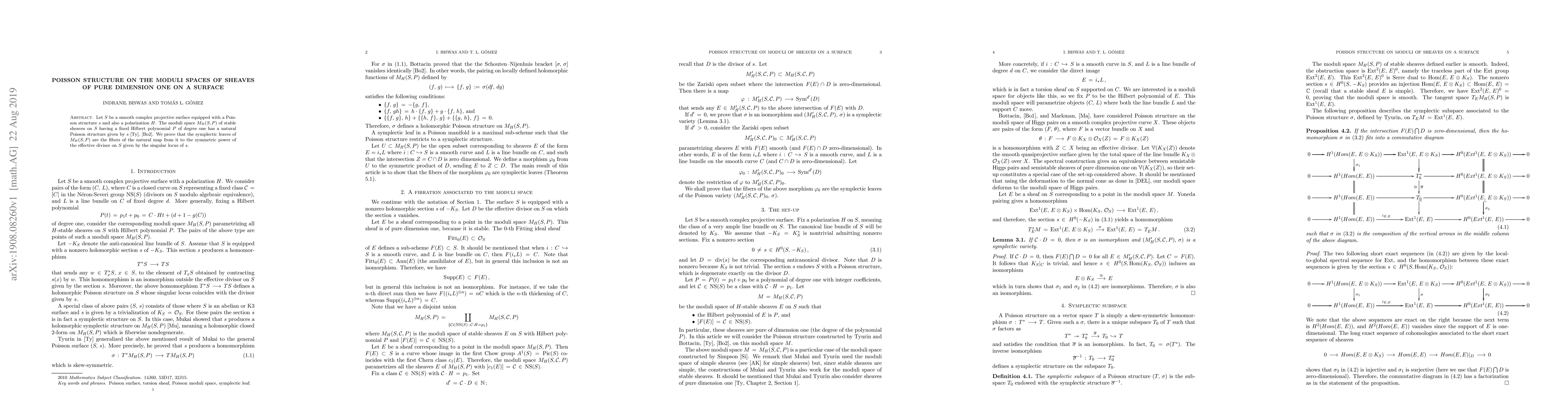 Thumbnail for Poisson structure on the moduli spaces of sheaves of pure dimension one
  on a surface