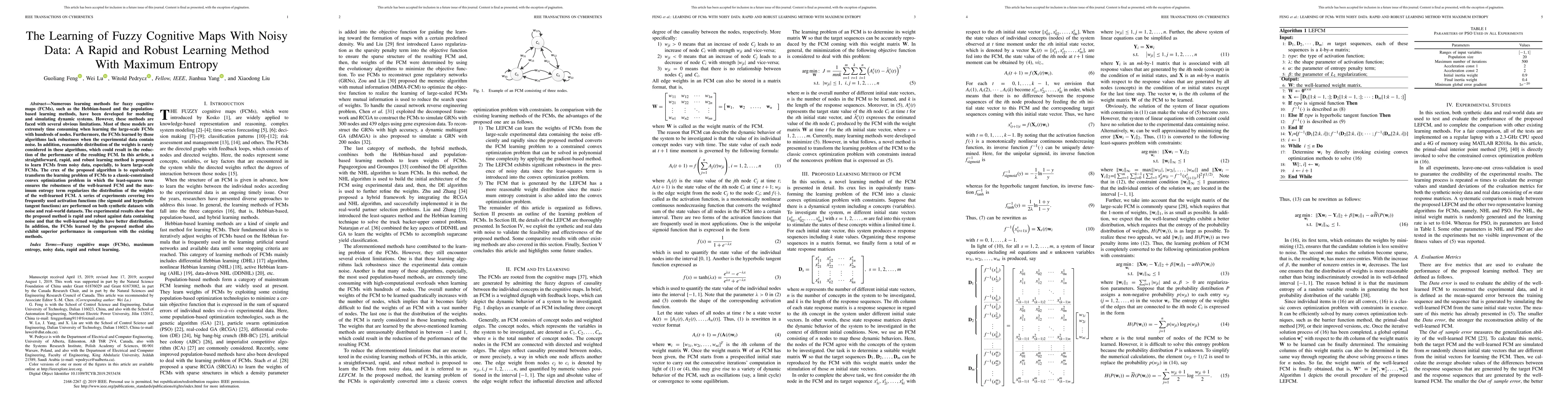 Thumbnail for The Learning of Fuzzy Cognitive Maps With Noisy Data: A Rapid and Robust
  Learning Method With Maximum Entropy