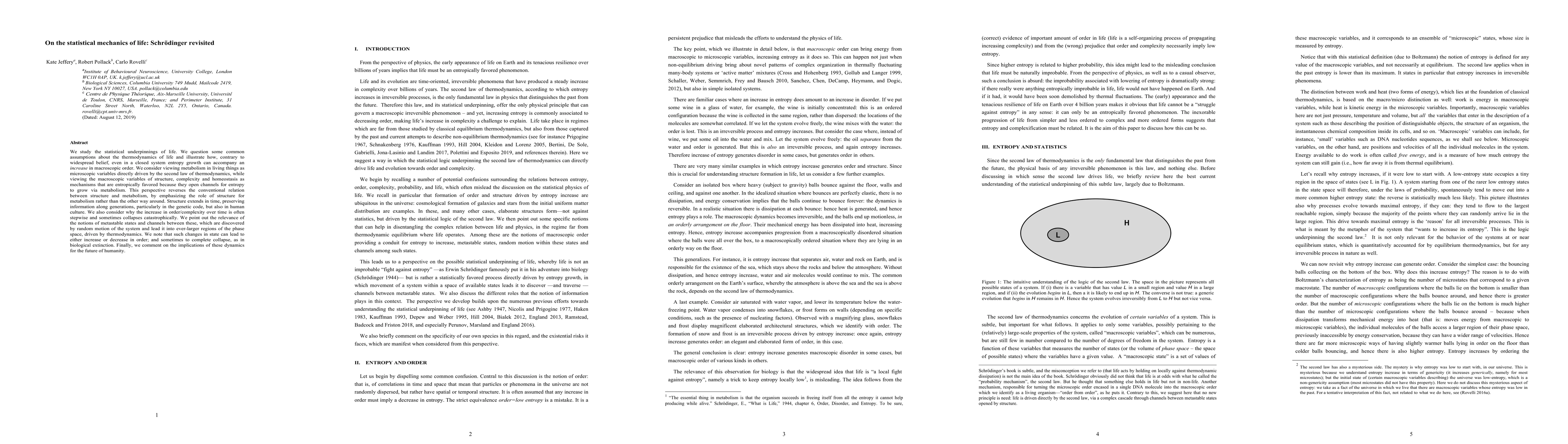 Thumbnail for On the statistical mechanics of life: Schr\"odinger revisited