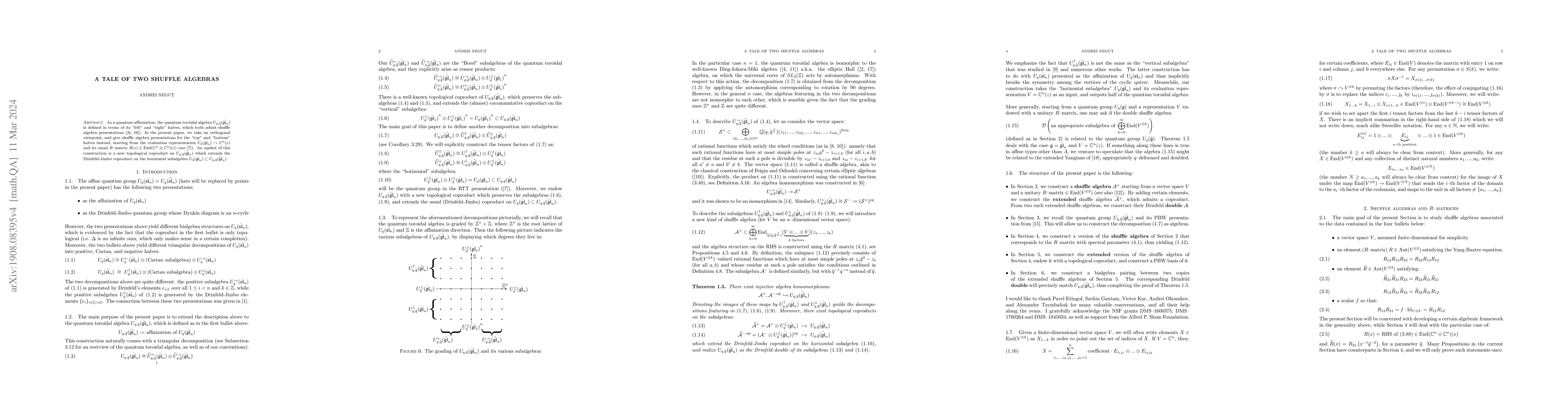 Thumbnail for A tale of two shuffle algebras