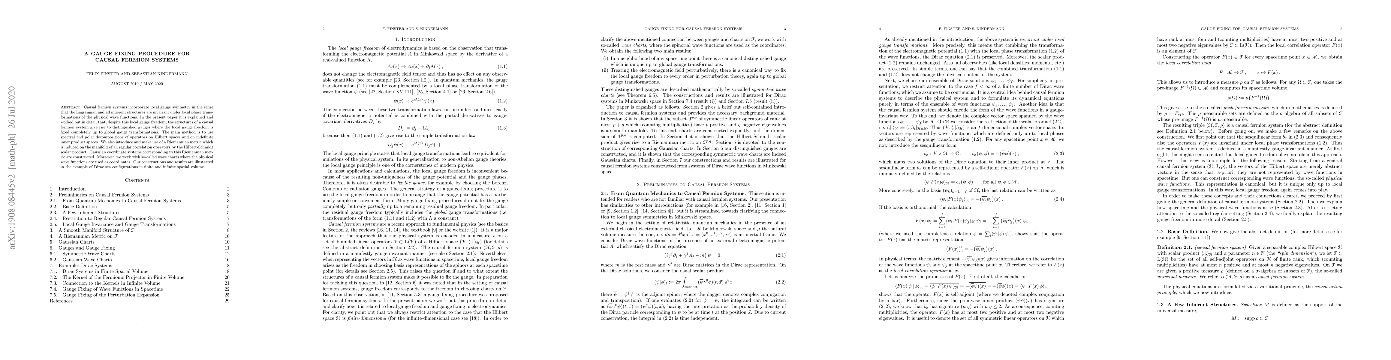 Thumbnail for A Gauge Fixing Procedure for Causal Fermion Systems