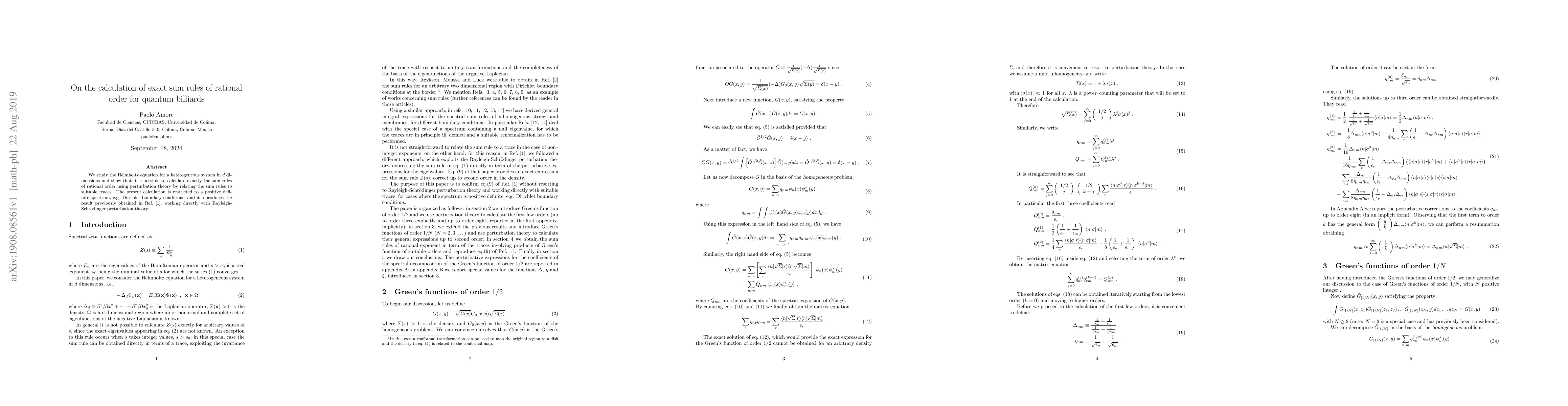 Thumbnail for On the calculation of exact sum rules of rational order for quantum
  billiards