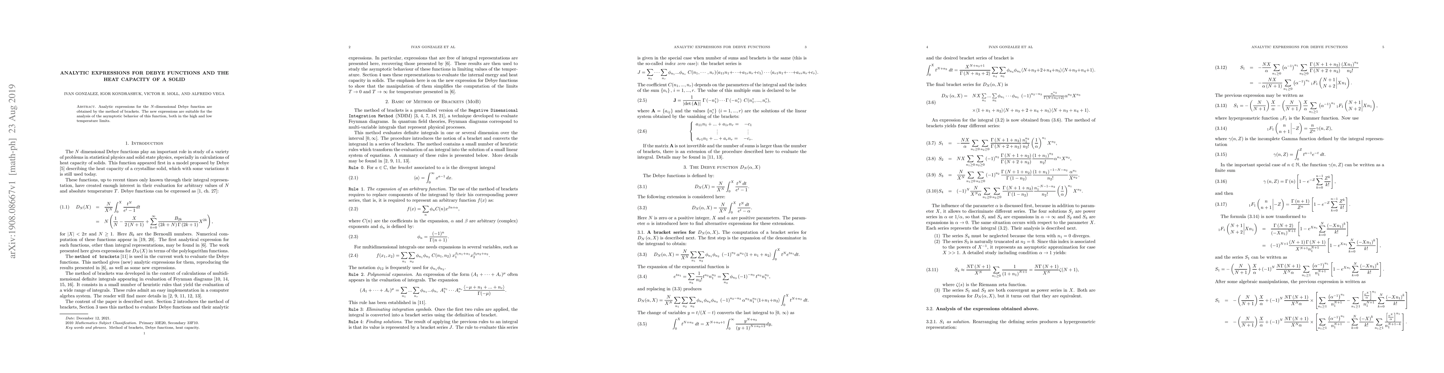 Thumbnail for Analytic expressions for Debye functions and the heat capacity of a
  solid