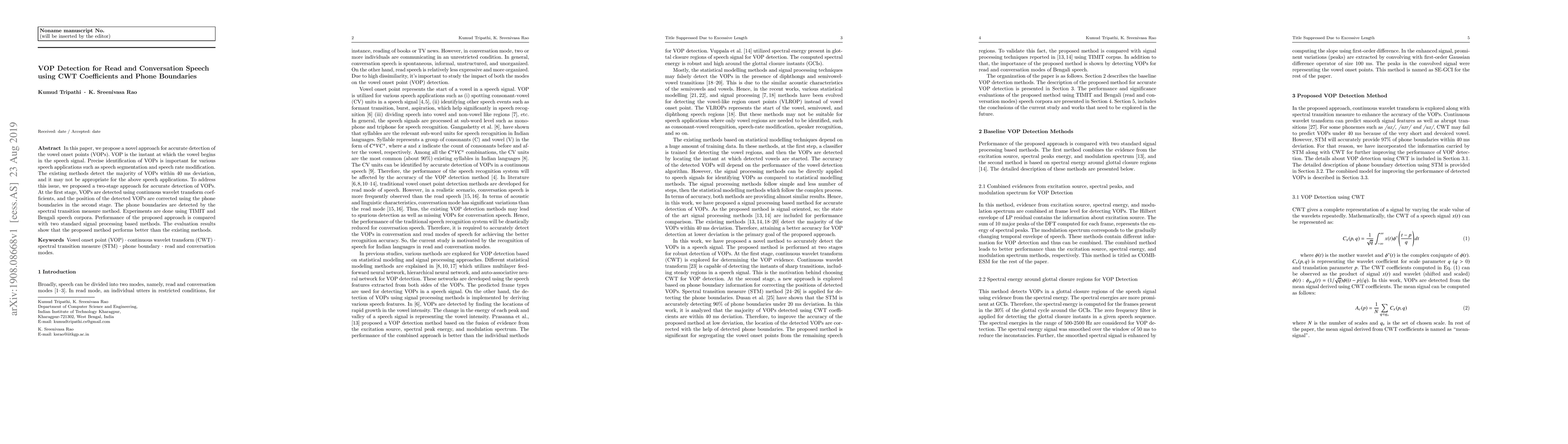 Thumbnail for VOP Detection for Read and Conversation Speech using CWT Coefficients
  and Phone Boundaries