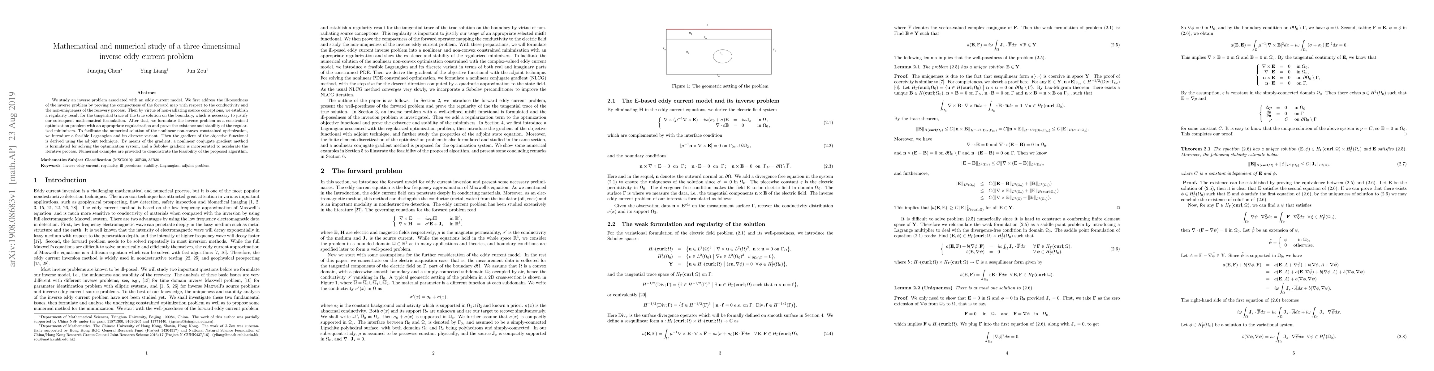 Thumbnail for Mathematical and numerical study of a three-dimensional inverse eddy
  current problem