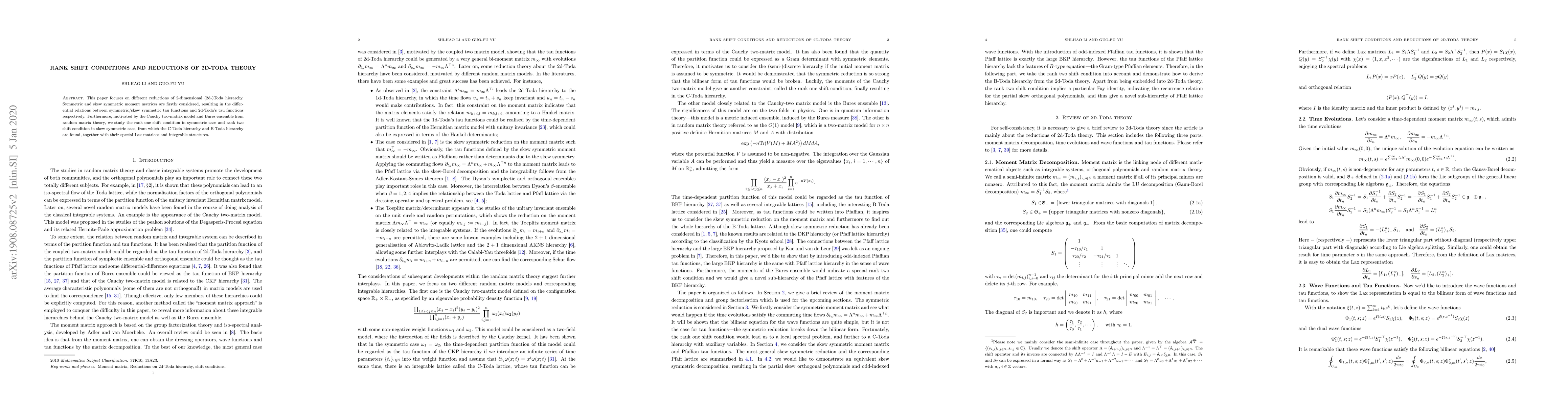 Thumbnail for Rank shift conditions and reductions of 2d-Toda theory