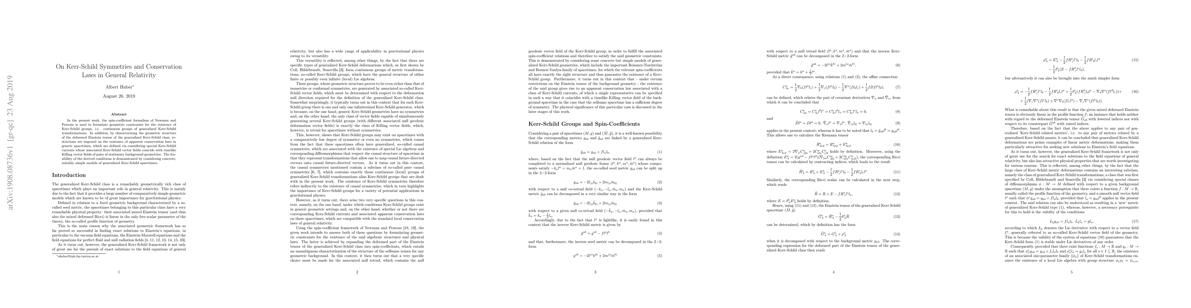 Thumbnail for On Kerr-Schild Symmetries and Conservation Laws in General Relativity