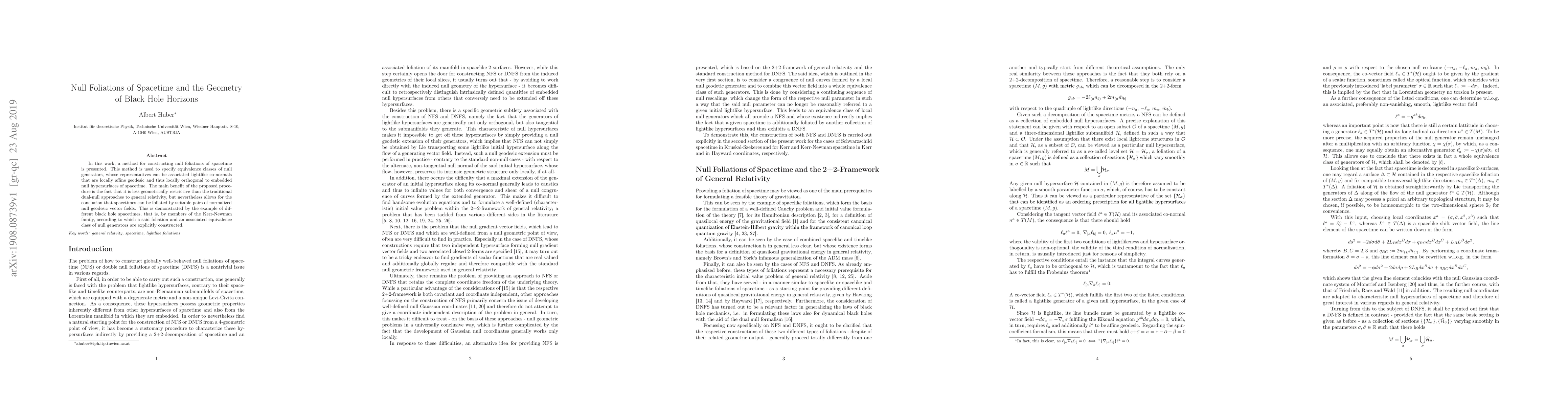 Thumbnail for Null Foliations of Spacetime and the Geometry of Black Hole Horizons