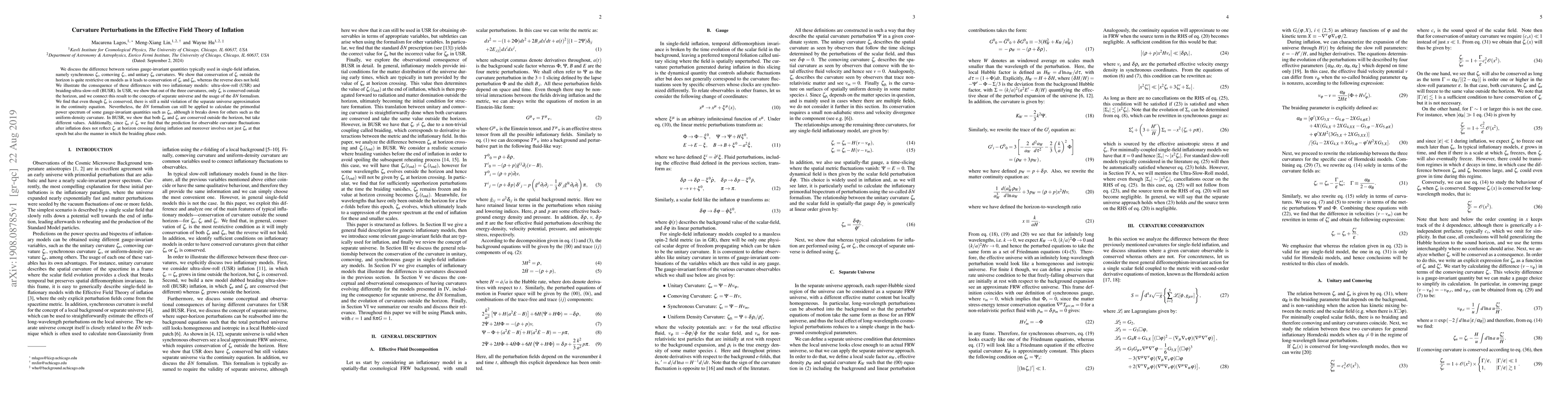 Thumbnail for Curvature Perturbations in the Effective Field Theory of Inflation