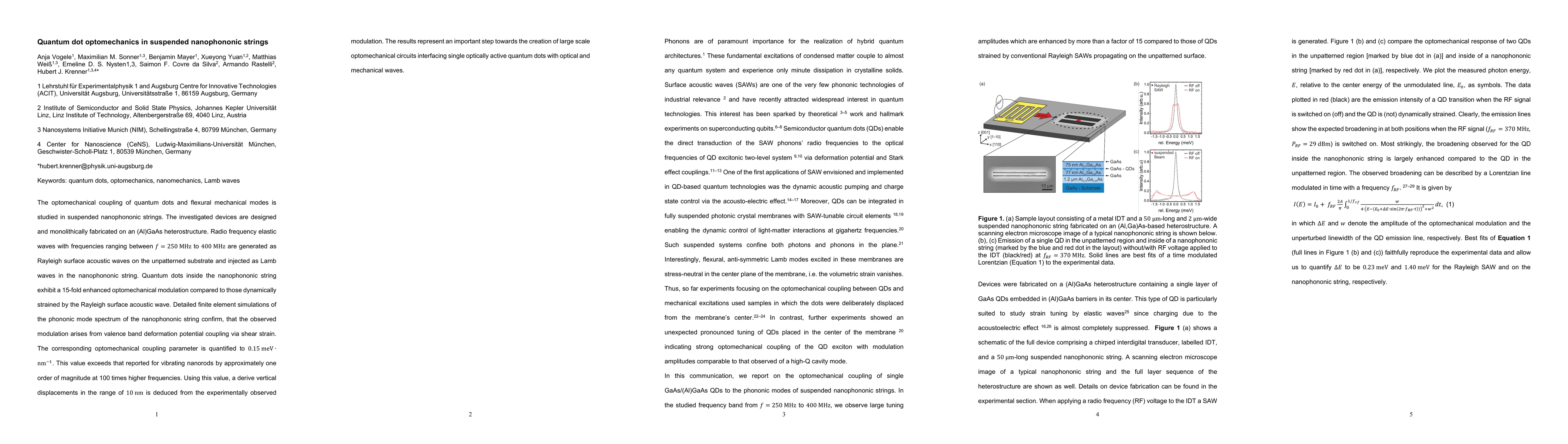 Thumbnail for Quantum dot optomechanics in suspended nanophononic strings