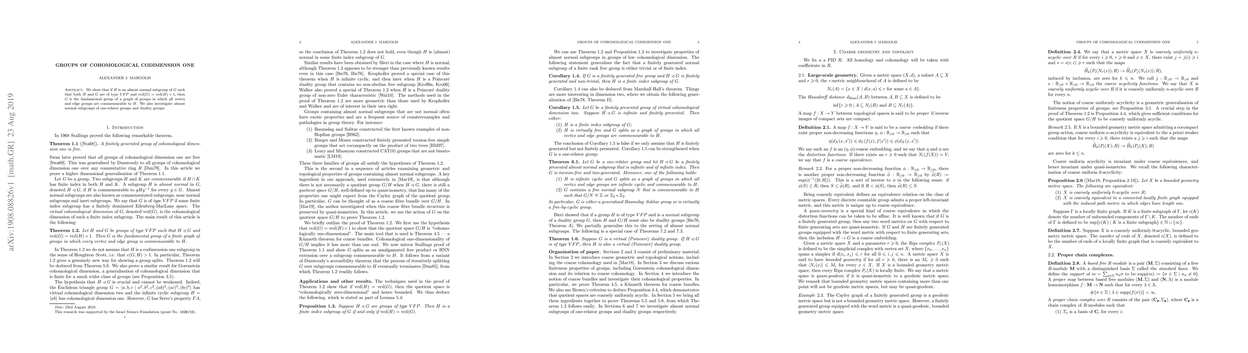 Thumbnail for Groups of cohomological codimension one