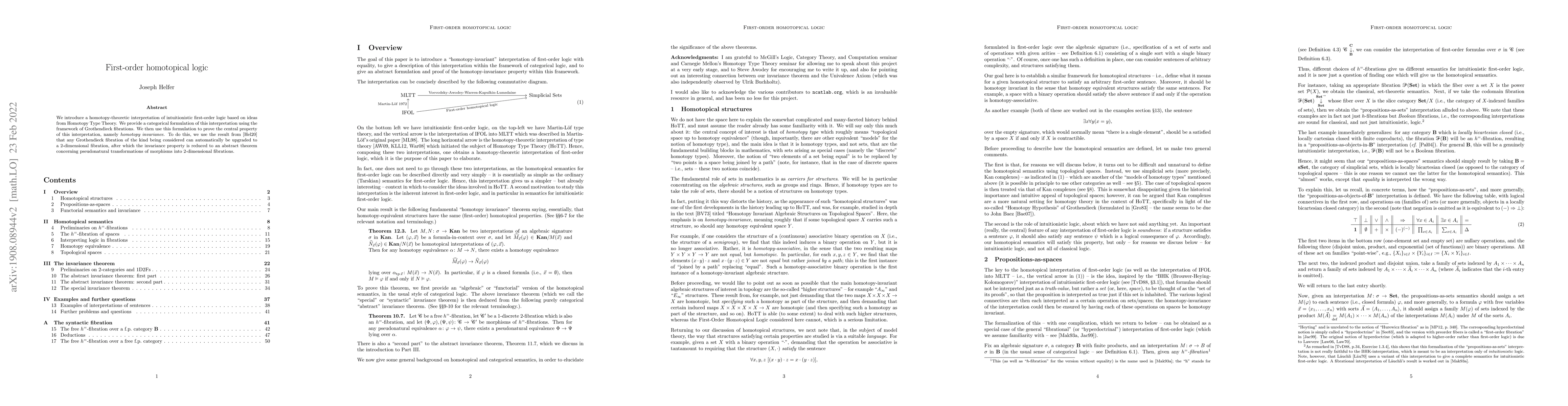 Thumbnail for First-order homotopical logic