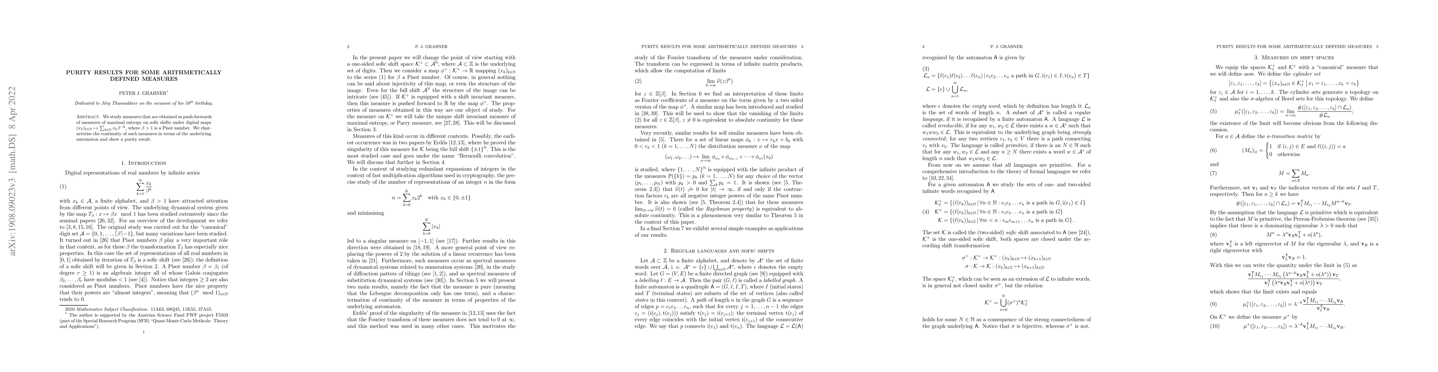 Thumbnail for Purity results for some arithmetically defined measures