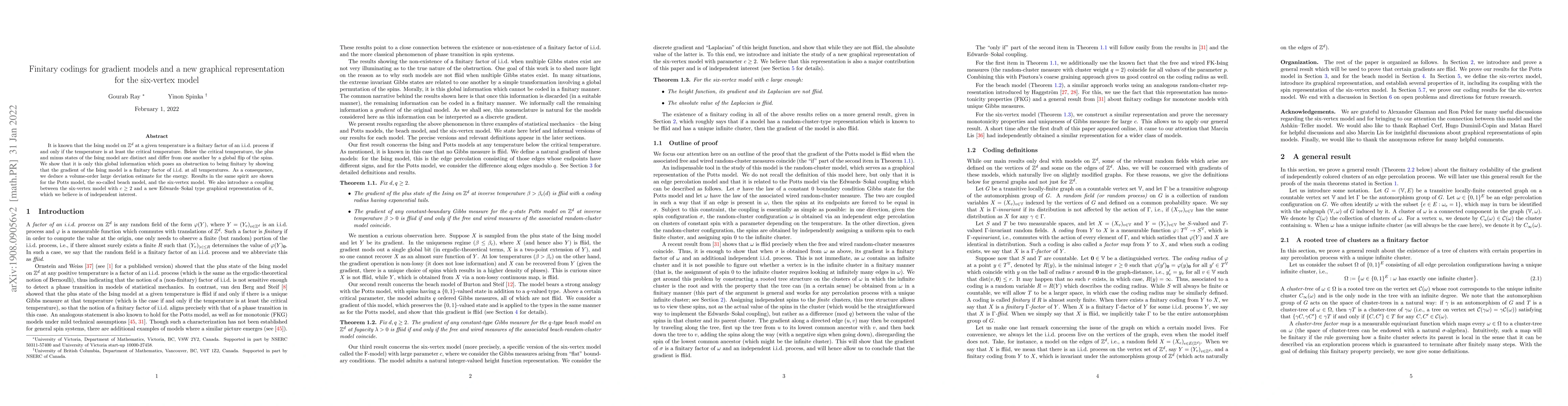 Thumbnail for Finitary codings for gradient models and a new graphical representation
  for the six-vertex model