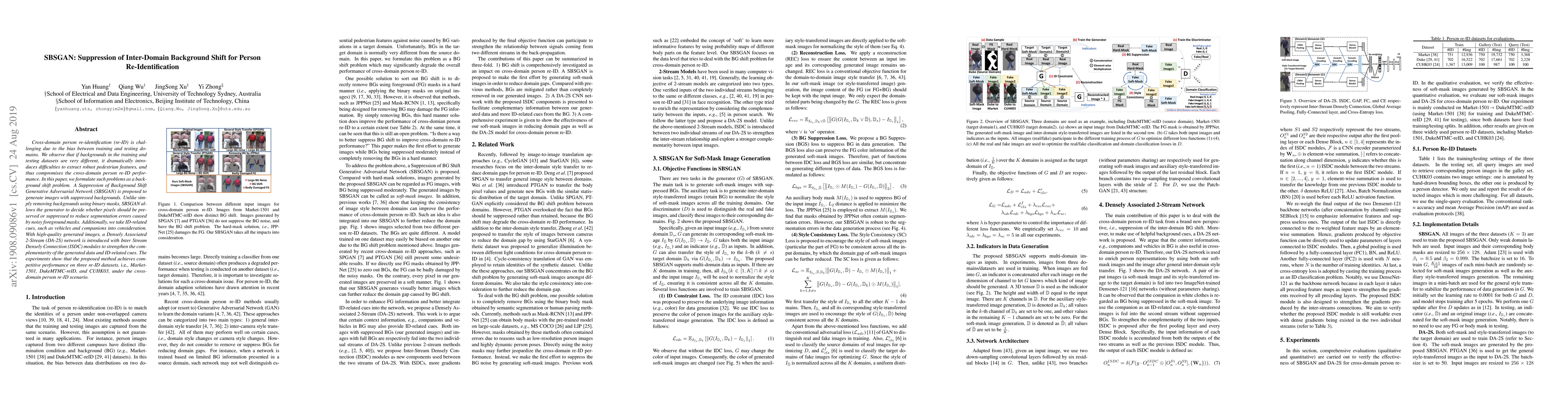 Thumbnail for SBSGAN: Suppression of Inter-Domain Background Shift for Person
  Re-Identification