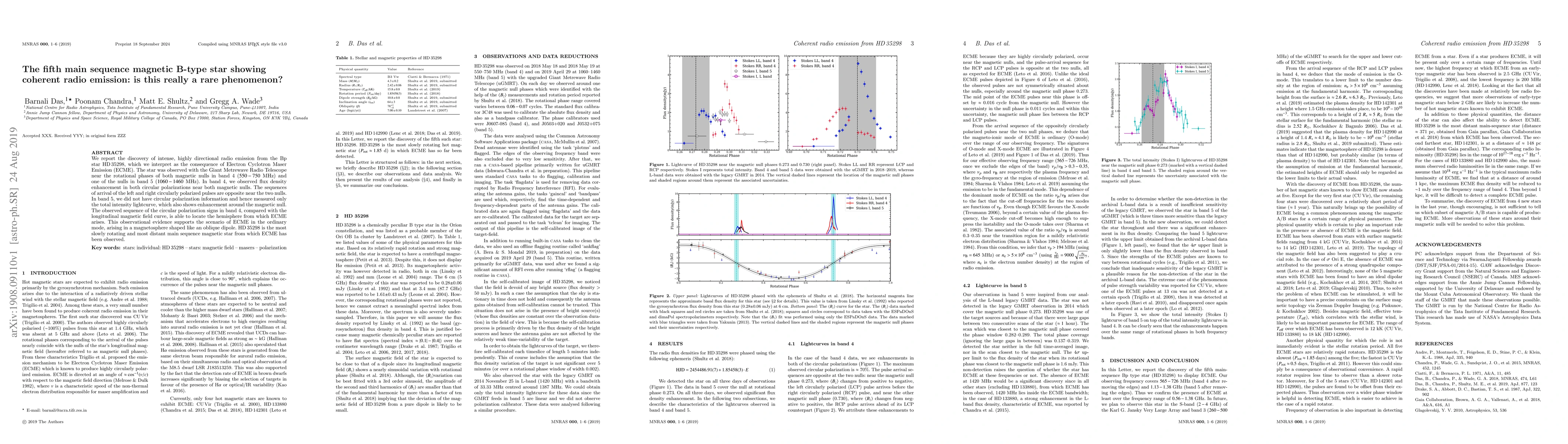 Thumbnail for The fifth main sequence magnetic B-type star showing coherent radio
  emission: is this really a rare phenomenon?