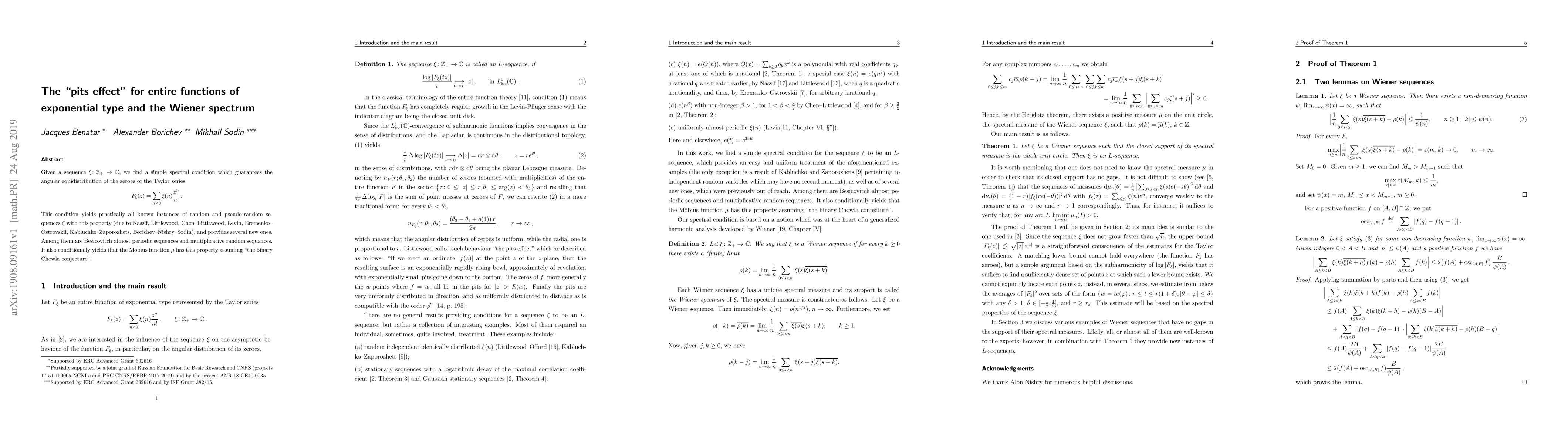 Thumbnail for The "pits effect" for entire functions of exponential type and the
  Wiener spectrum