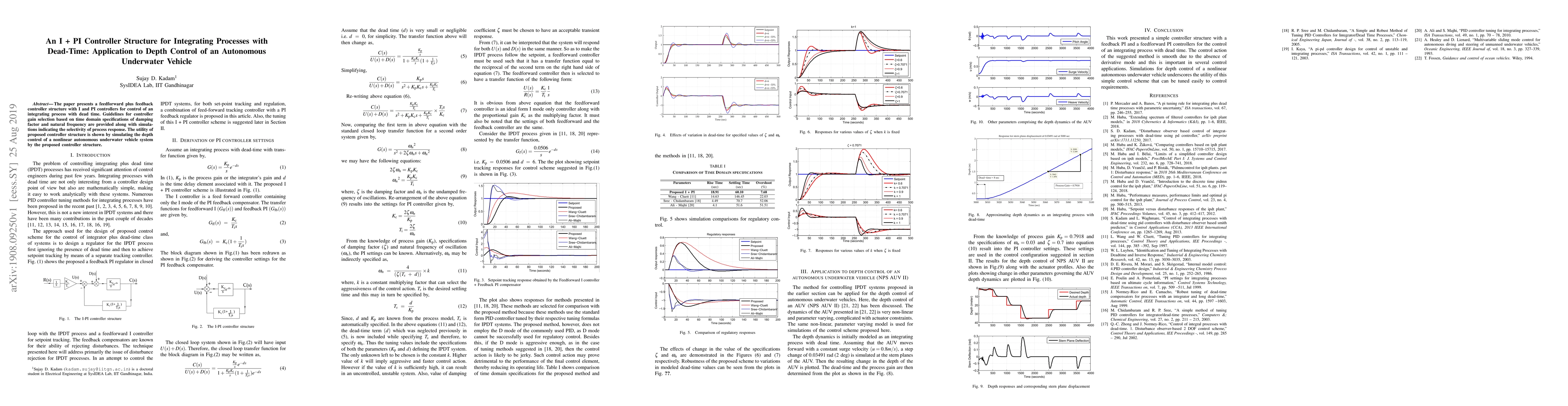Thumbnail for An I + PI Controller Structure for Integrating Processes with Dead-Time:
  Application to Depth Control of an Autonomous Underwater Vehicle