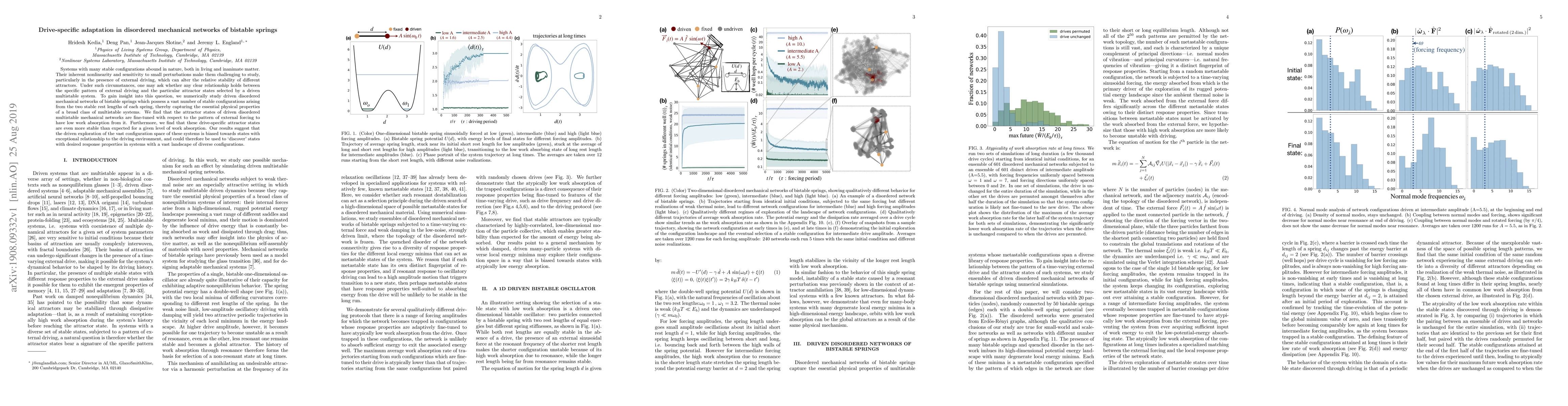 Thumbnail for Drive-specific adaptation in disordered mechanical networks of bistable
  springs