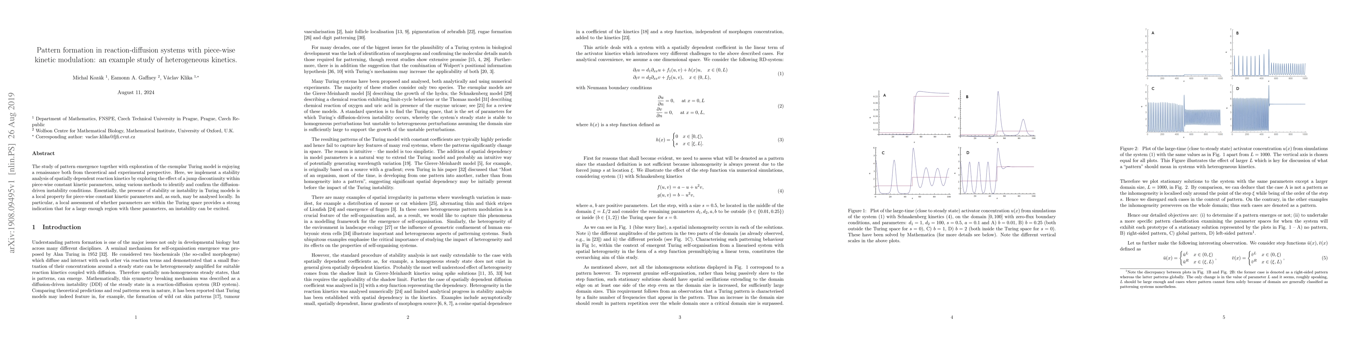 Thumbnail for Pattern formation in reaction-diffusion systems with piece-wise kinetic
  modulation: an example study of heterogeneous kinetics