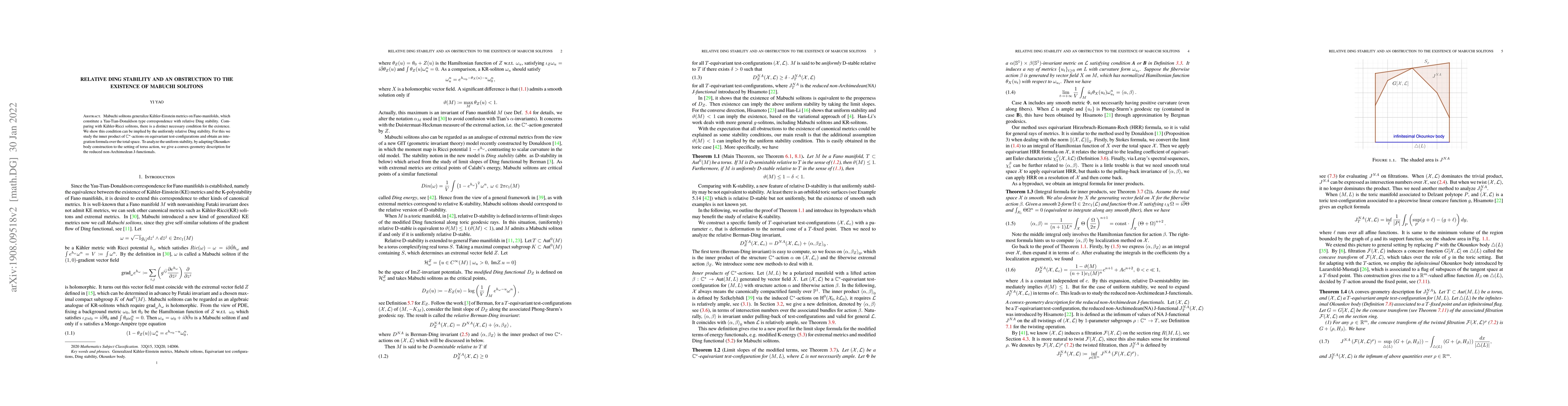 Thumbnail for Relative Ding Stability and an Obstruction to the Existence of Mabuchi
  Solitons