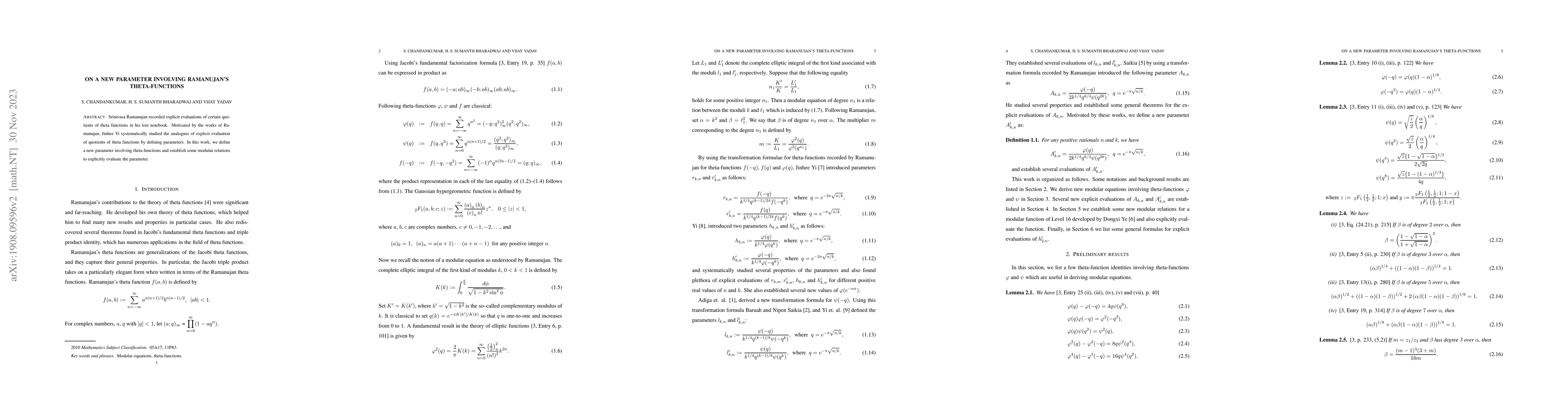 Thumbnail for On a new parameter involving Ramanujan's theta-functions