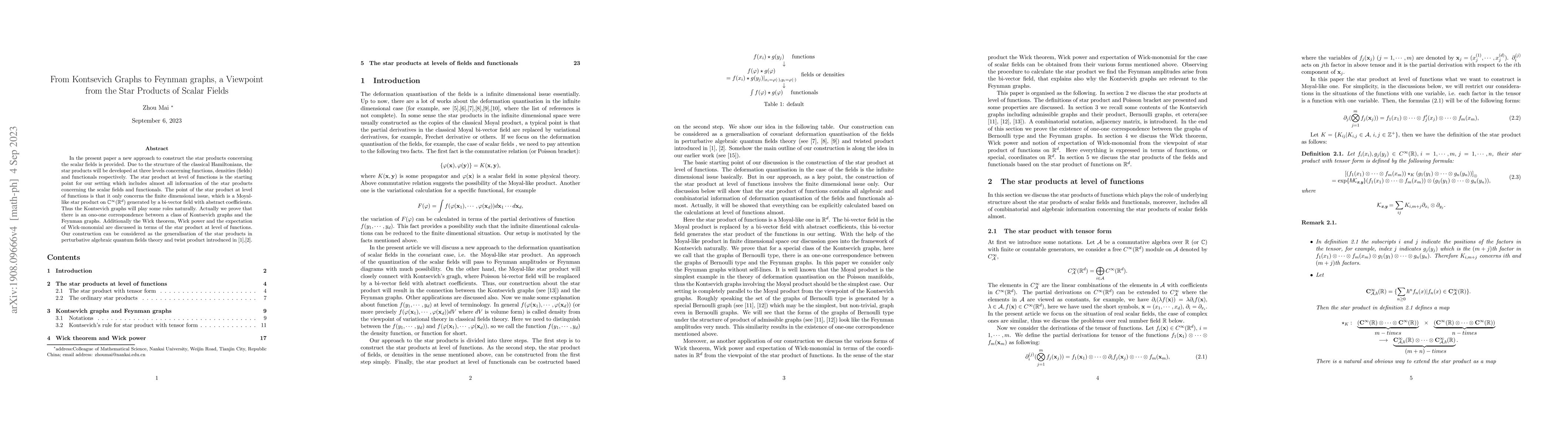 Thumbnail for From Kontsevich Graphs to Feynman graphs, a Viewpoint from the Star
  Products of Scalar Fields