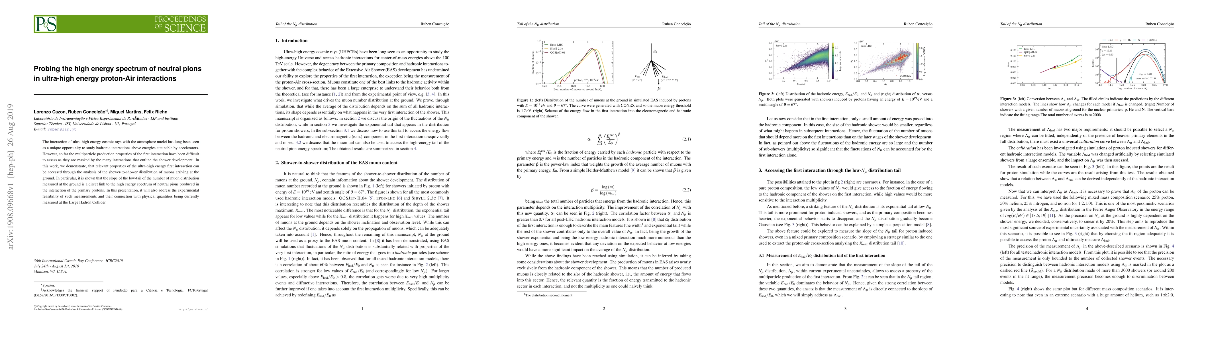Thumbnail for Probing the high energy spectrum of neutral pions in ultra-high energy
  proton-Air interactions