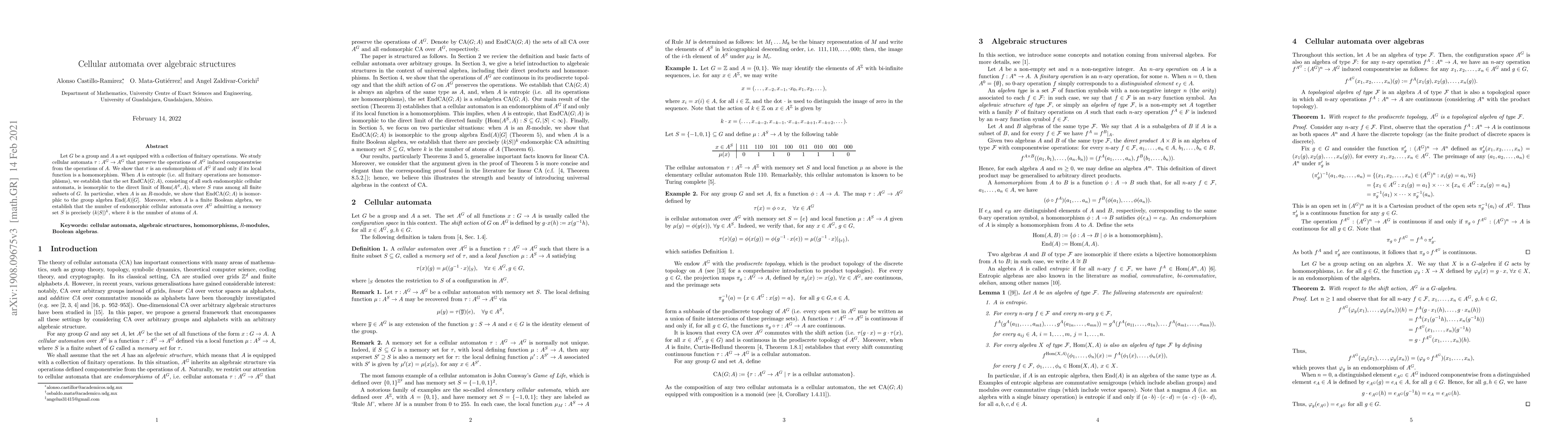 Thumbnail for Cellular automata over algebraic structures