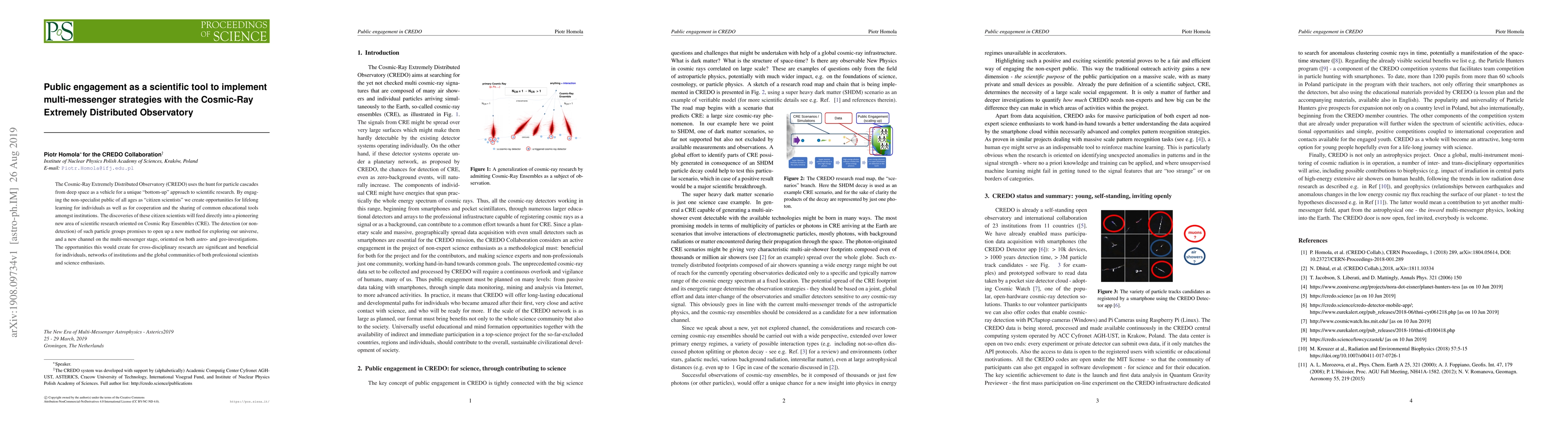 Thumbnail for Public engagement as a scientific tool to implement multi-messenger
  strategies with the Cosmic-Ray Extremely Distributed Observatory