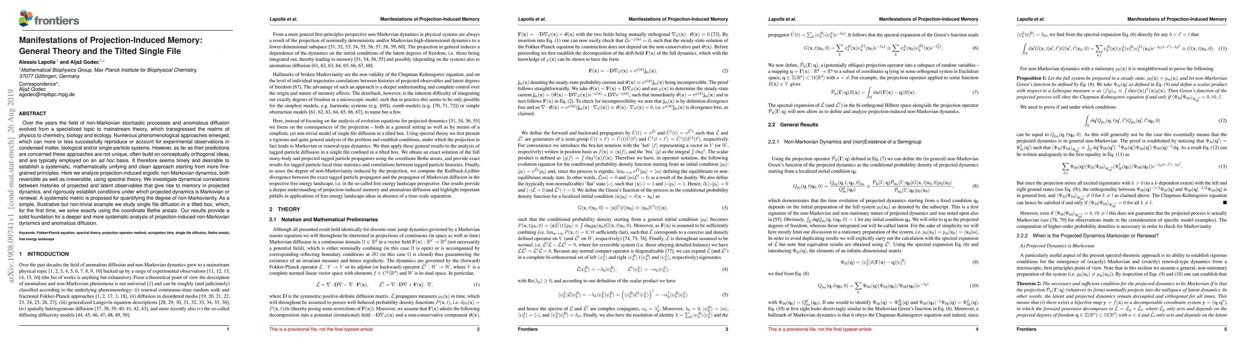 Thumbnail for Manifestations of Projection-Induced Memory: General Theory and the
  Tilted Single File
