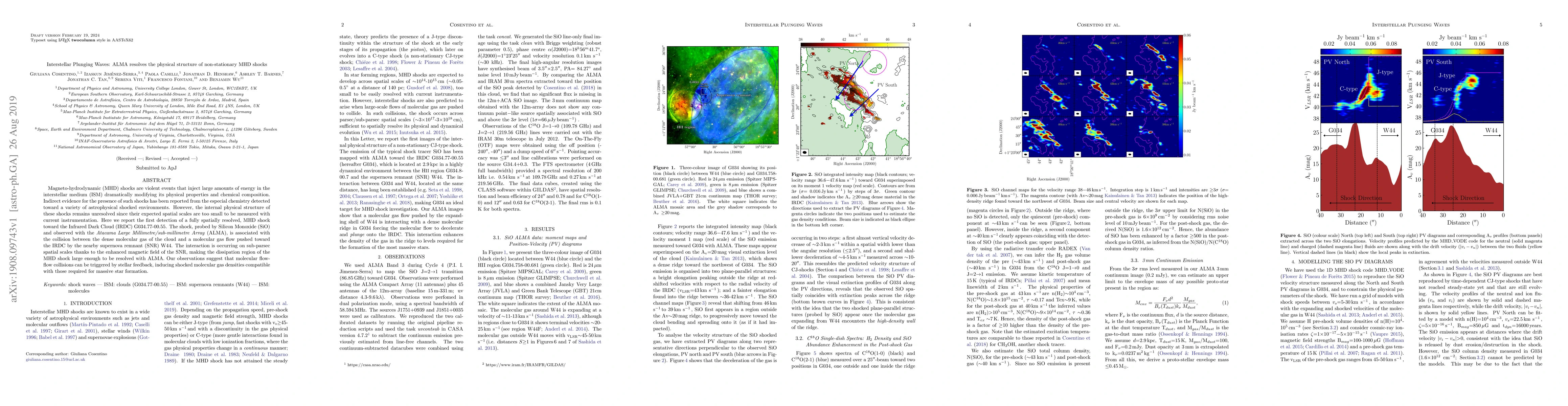 Thumbnail for Interstellar Plunging Waves: ALMA resolves the physical structure of
  non-stationary MHD shocks