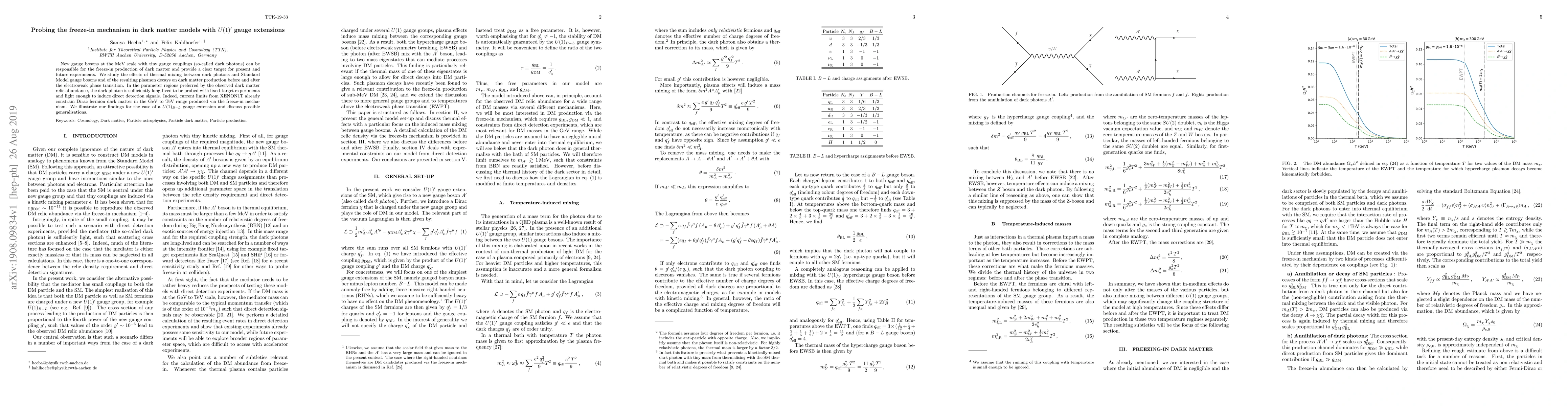 Thumbnail for Probing the freeze-in mechanism in dark matter models with $U(1)^\prime$
  gauge extensions