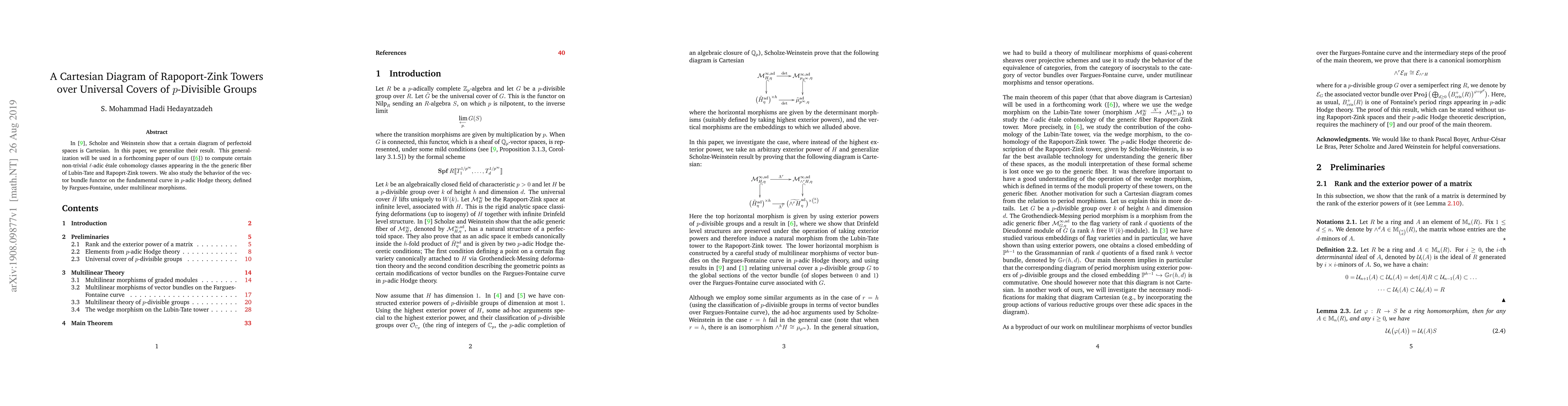 Thumbnail for A Cartesian Diagram of Rapoport-Zink Towers over Universal Covers of
  $p$-Divisible Groups