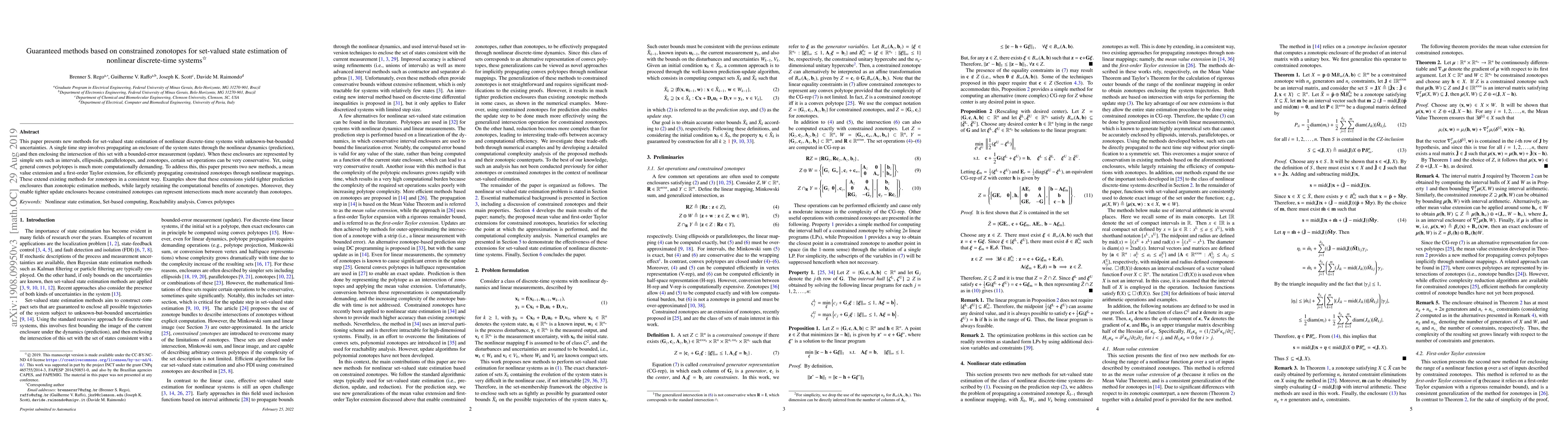 Thumbnail for Guaranteed methods based on constrained zonotopes for set-valued state
  estimation of nonlinear discrete-time systems