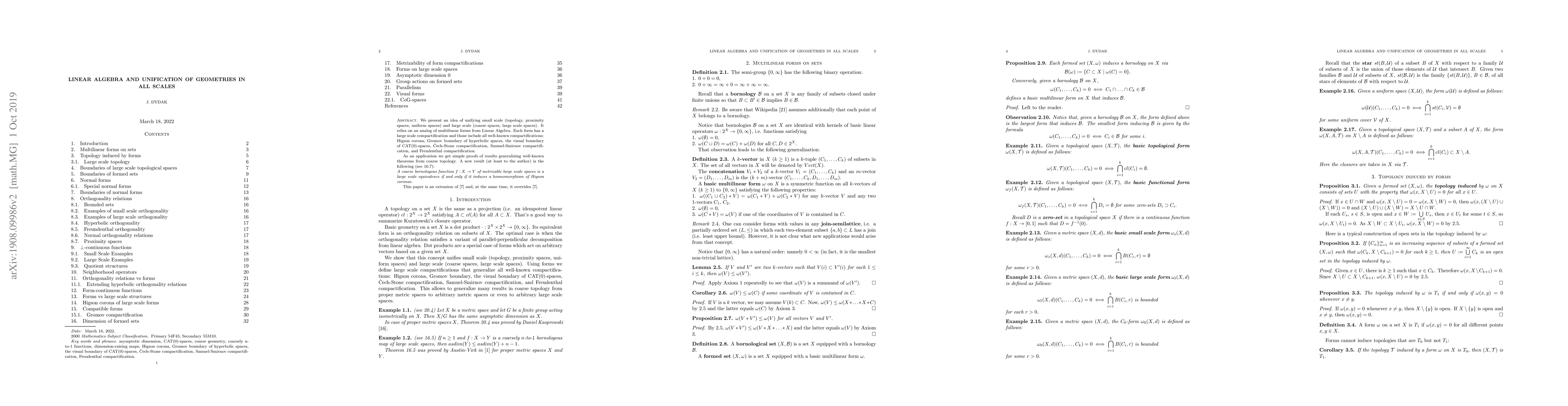 Thumbnail for Linear algebra and unification of geometries in all scales
